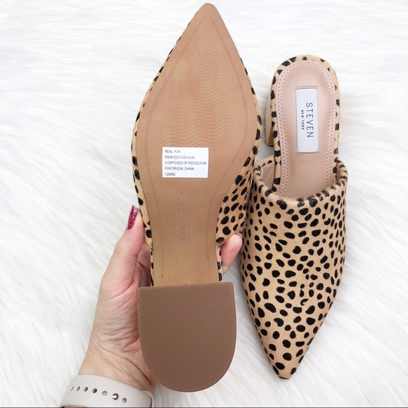 New Steven New York Fannie Cheetah Calf Hair Mule - Picture 7 of 12